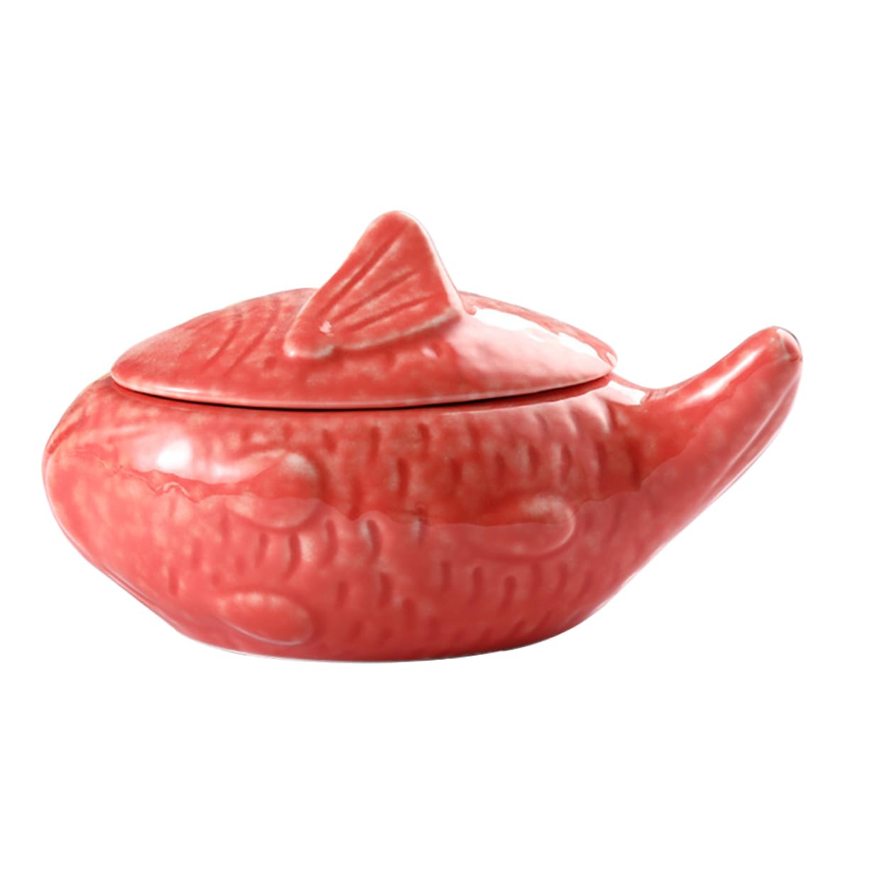 TIDTALEO Ceramic Sauce Dish Fish-shaped Seasoning Bowl Small Bowl with Lids for Dipping Sauce