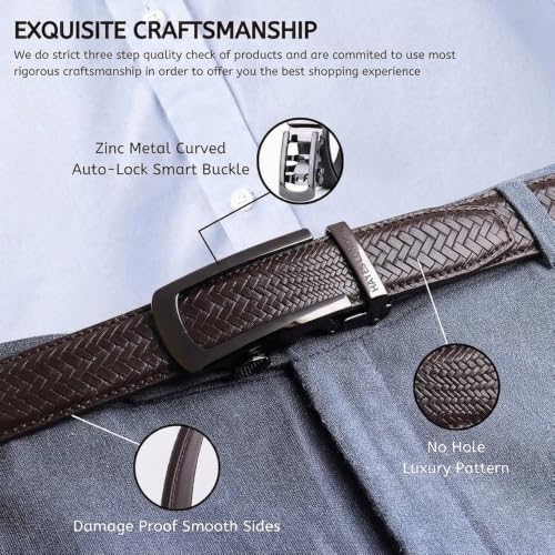 Image of HAYES LONDON Leather Ratchet Belt for Men | Adjustable No-Holes | Customizable Fit, Stylish & Effortless Buckle | Formal & Casual Wear Belts