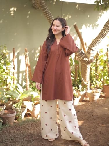 Image of ANNI Designer Farshi Salwar Suit Set for Women Viscose Solid | Co-ords Set for Woman | Kurta Palazzo 2 Piece Outfit | Mandarin Neck Full Sleeve Regular Fit Ethnic Dress Stylish Womens