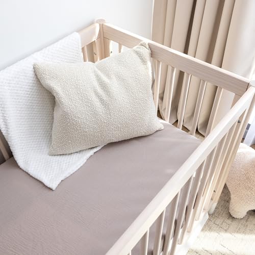 Image of Muslin Crib Sheets, 100% Organic Cotton, Breathable and Ultra-Soft, Standard Crib Sheet Mattress (28 inchx 52 inch) for Girls and Boys, Neutral Fitted Baby Crib Sheet (Elephant Gray)