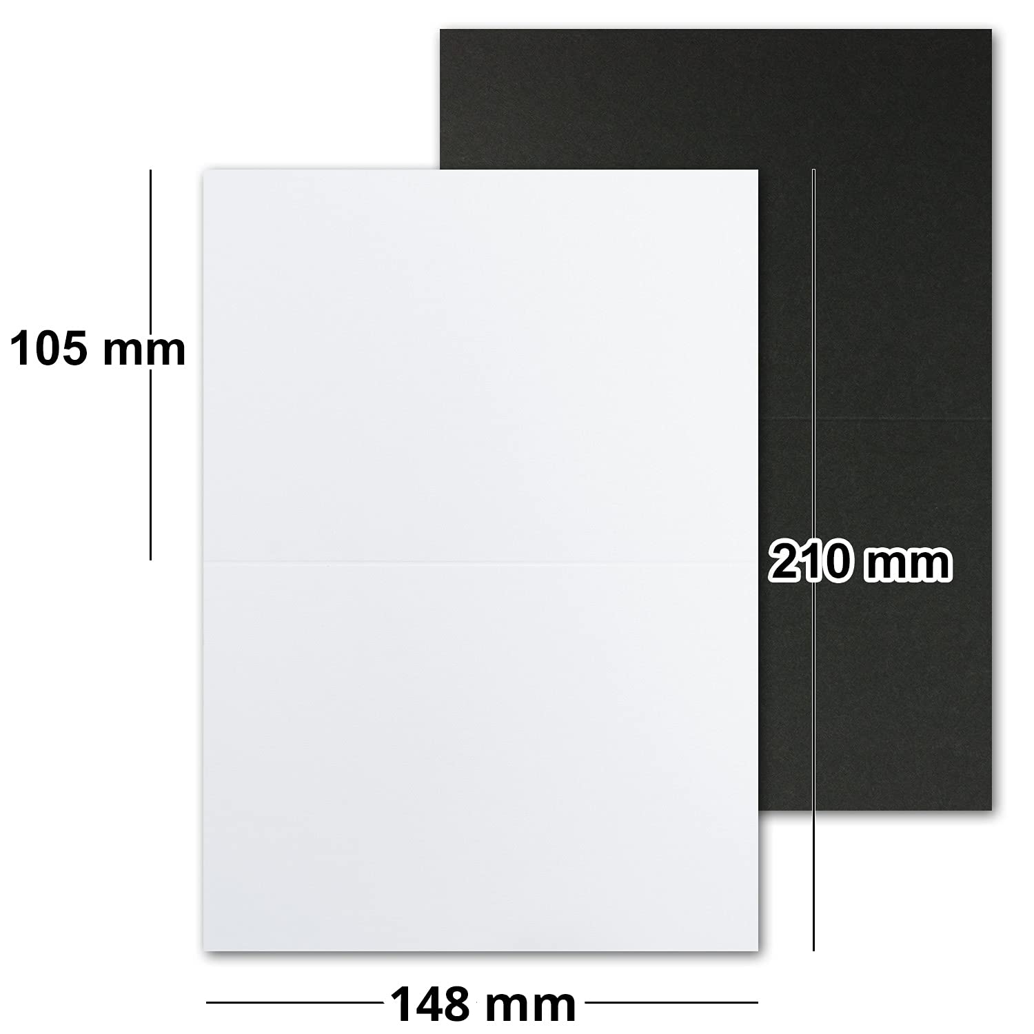 NEUSER PAPIER Pacchetto di biglietti DIN A6 + C6 in bianco e nero, 300 biglietti doppi e 300 buste – con 300 fogli pieghevoli – Set di biglietti con buste