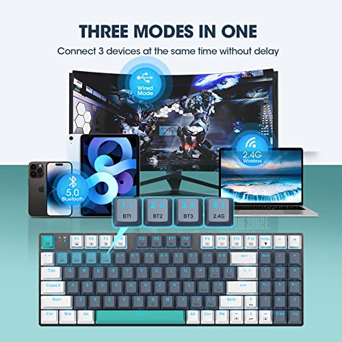Wireless Mechanical Keyboard,Triple-Mode 2.4G/Usb-C/Bluetooth Gaming Keyboard With Rgb Backlit,Efficient Numeric Pad,Red Switches,94 Keys Metal Base Pbt Compact Quiet Wired Keyboard For Pc Mac Ipad #TOP1