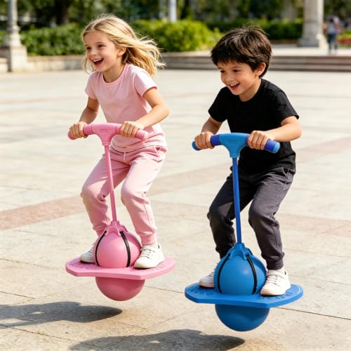 Miniatura 7 de Pelota de Salto de Pogo, Pogo Balón de Salto, Pelota de Salto de Equilibrio, para Entrenar el Equilibrio, usable en salón, terraza y jardín, con Bomba (Rosa)