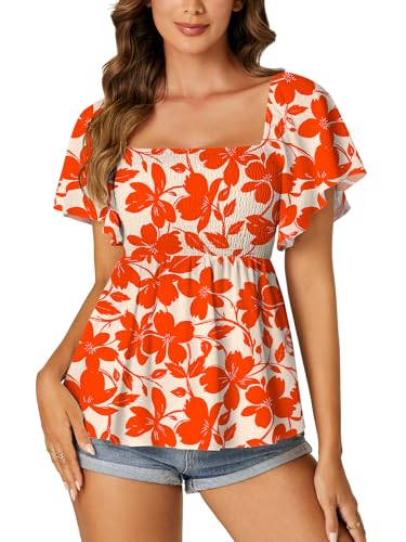 Image of LYANER Women's Square Neck Cute Peplum Top
