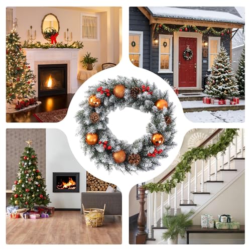 Couronne de Noël pour porte d'entrée extérieure et terrasse - 5