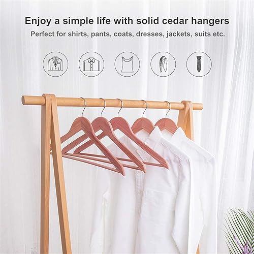 Elong Home 8542009794 Cedar Hangers, 12 Pack Sturdy Wooden Hangers With 360 Degree Swivel Hook, Smooth Surface Wood Coat Hangers With Cedar Scent For Refreshing Closet thumb #2