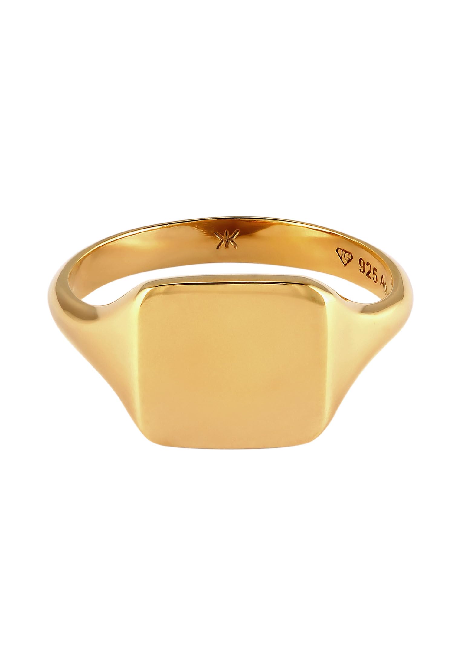 Kuzzoi Anillo de sello para hombre pulido de plata de ley 925 chapado en oro clásico anillo de plata maciza para hombres en tamaño 60 – 66, 0603742725