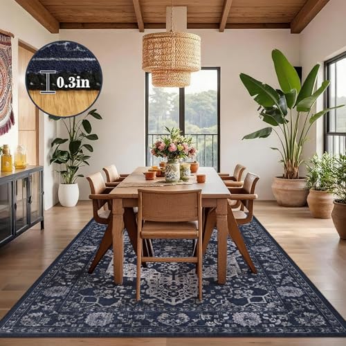 Tapete Boho Vintage 5x7 Azul Navy miniatura 6