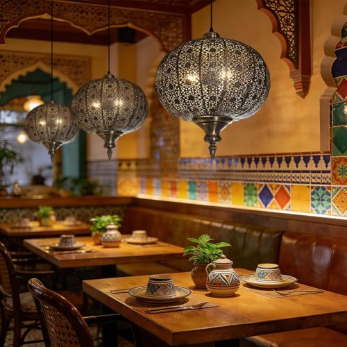 Image of Jowjuy Gold Pendant Light 13.78 inch Turkish Hanging Lamp 2-Pack Flush Light