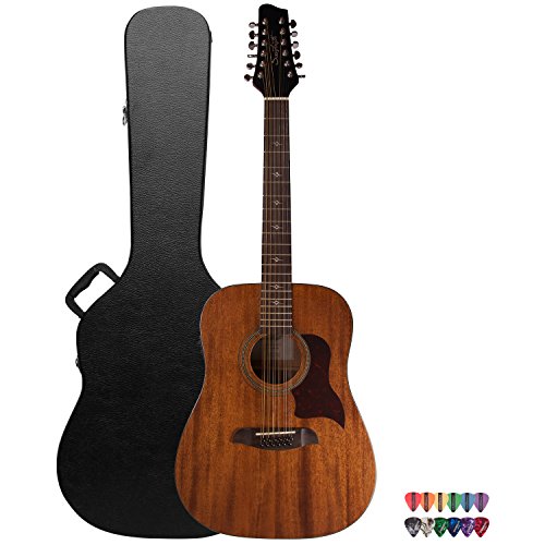 Sawtooth Mahogany Series 12-String Solid Mahogany Top Acoustic-Electric Dreadnought Guitar with Hard Case