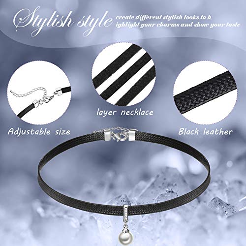 Hicarer 8 Pieces Black Faux Leather Choker Necklace For Women 15 Inch Adjustable Choker Necklaces For Women Leather Classic Gothic Chokers Women Girls Accessories #TOP2