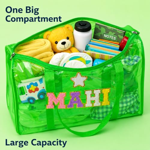 Image of AICA Personalized Name Embroidered Letters & Patch Duffle Bag for Kids Boys & Girls Age 1-18 Years Age Group (Green) | Gift for Boys Girls Kids