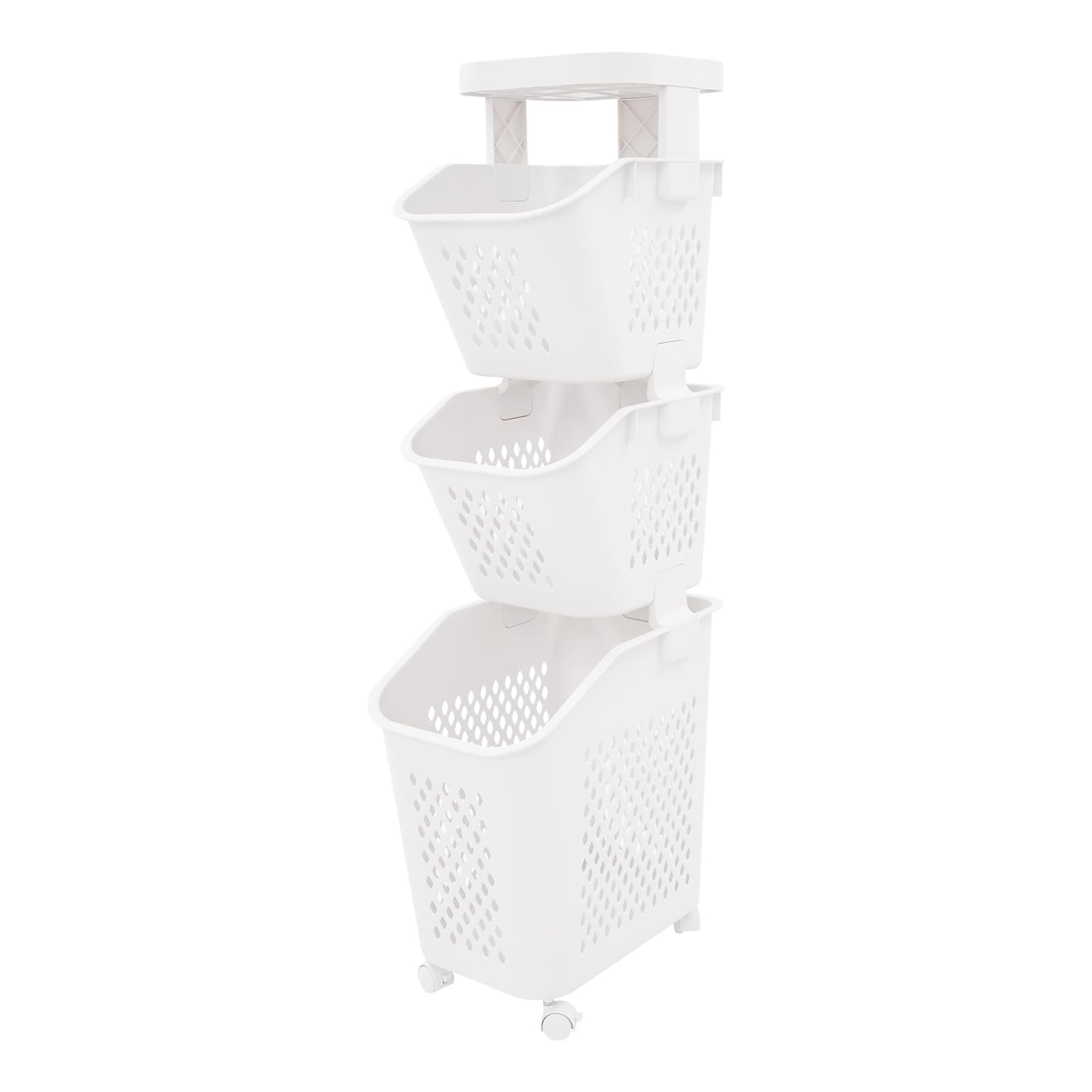 3-tier laundry hamper sorter with wheels, vertical rolling laundry baskets removable and stackable, space-saving cart organizer for dorm, closet and bathroom (3-tier)