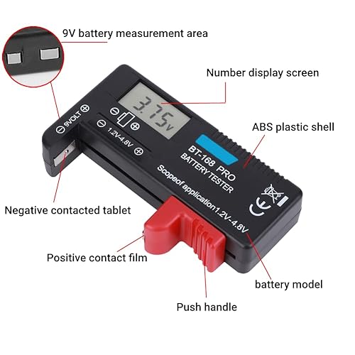 Miniatura 3 de Walfront BT168PRO - Comprobador de batería para pilas de botón (batería de 1,2  4,8 V, 9 V, pantalla LCD digital)