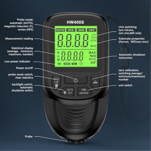 Medidor Digital de Espesor de Pintura 0-2000um para Autos miniatura 3