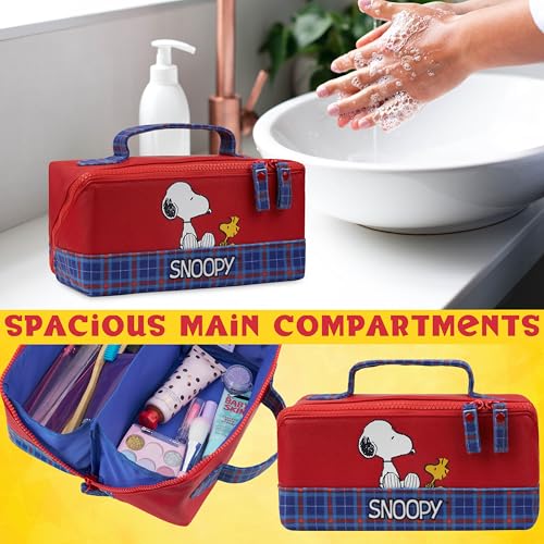 Image of Get Trend Peanuts Snoopy Toiletry Bag, Travel Essentials, Girls Makeup Bag, Cruise Essentials, Travel Accessories, Gifts for Women, Teens (Red Snoopy)