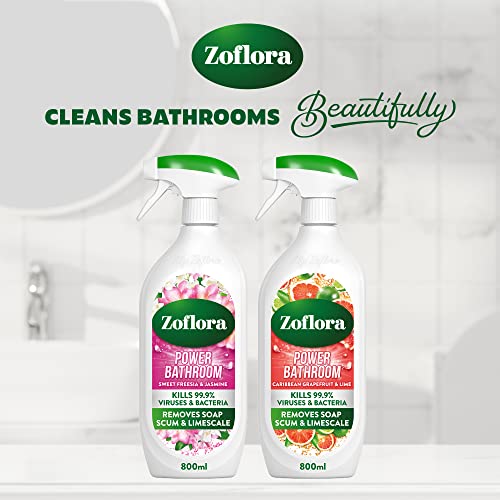 Zoflora Sweet Freesia & Jasmine Power Bathroom 800 ml, Limescale prevention and removal. Soapscum Remover, Disinfectant Cleaner Spray, Antibacterial Surface Cleaner, Bathroom Cleaner Spray - Image 6