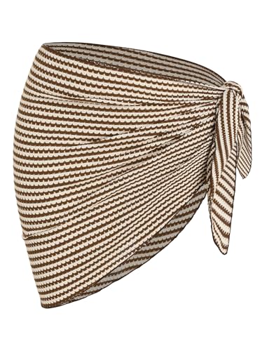 Image of ZAFUL Women's Sarong Coverups Bathing Suit Cover Up Mini Skirt | Textured Mesh, Scalloped Hem,Multiway Cover Up, One Piece Style, Triangle Bikini Cover Up Mini Skirt,One Size