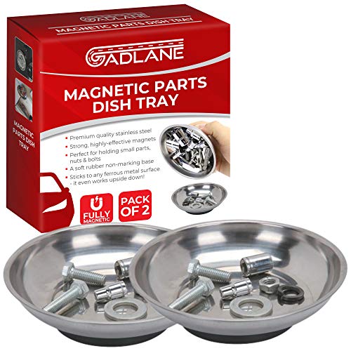 Preisvergleich Produktbild GADLANE Magnet Werkzeugschale Edelstahl Hochleistungs-Muttern- und Bolzenbuchsen Schrauben Werkzeughalter 15cm Durchmesser (2er-Pack)