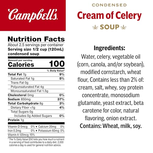 Image of Campbell's Condensed Cream of Celery Soup, 10.5 oz Can (Pack of 4)
