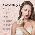 Silicone Face Scrubber, Facial Cleansing Brush with Heating and Vibration, Electric Waterproof Face Wash Brush with 5 Strength Adjustable for Exfoliating, Deep Cleaning, and Face Massaging (Pink) - Image 4