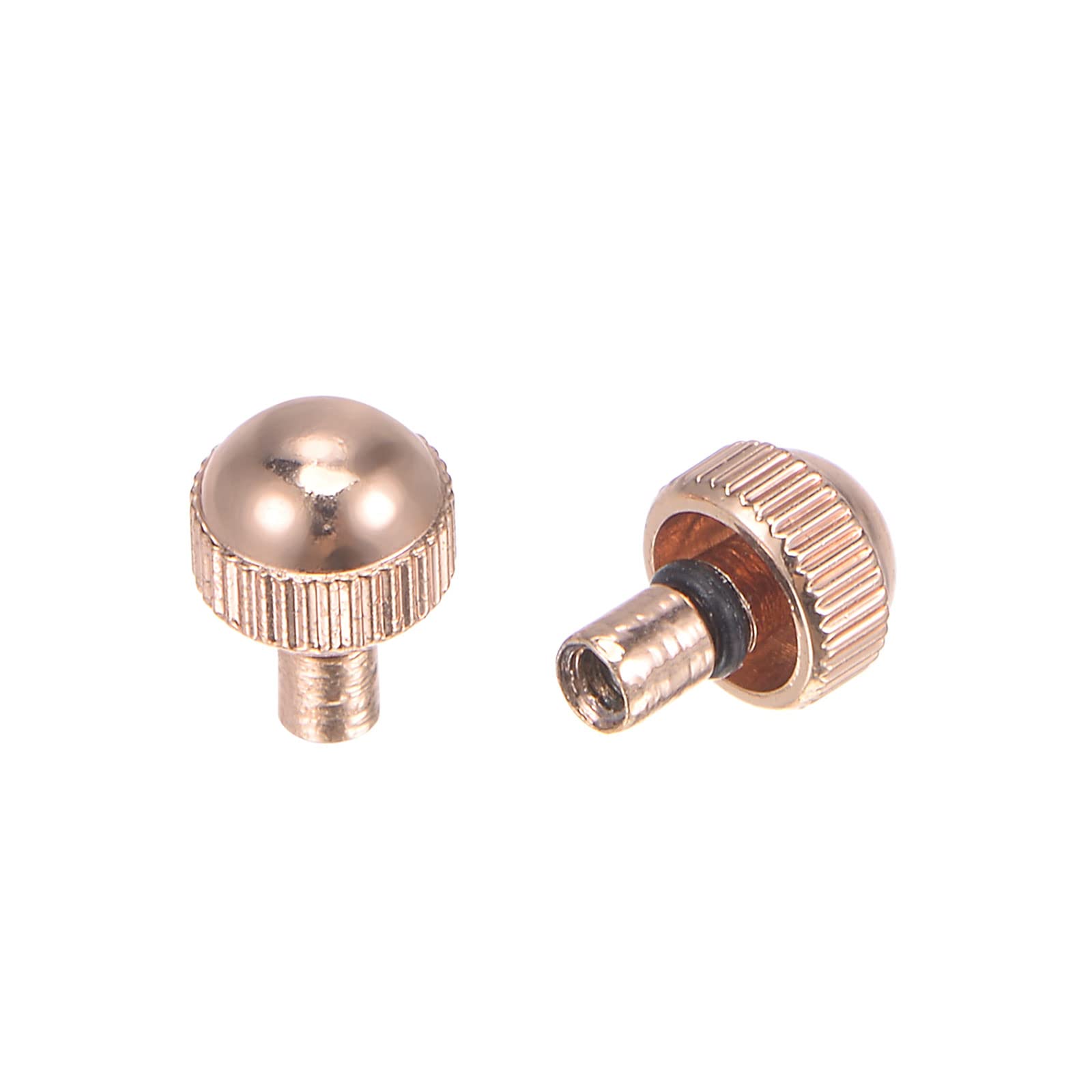 uxcell 2Pcs 3mm Watch Crown Parts, Stainless Steel Flat Head Long Stem Watch Crown 2.5mm ID for Watch Repairs Rose Gold Tone