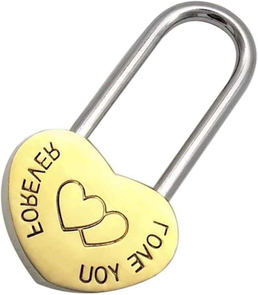 Wish Lock Romantic Padlock Heart Shaped Lock Everlasting Love for Lovers Wedding,Bridge,Valentines,Anniversary，Travel(NO Key ove Padlock)Yellow