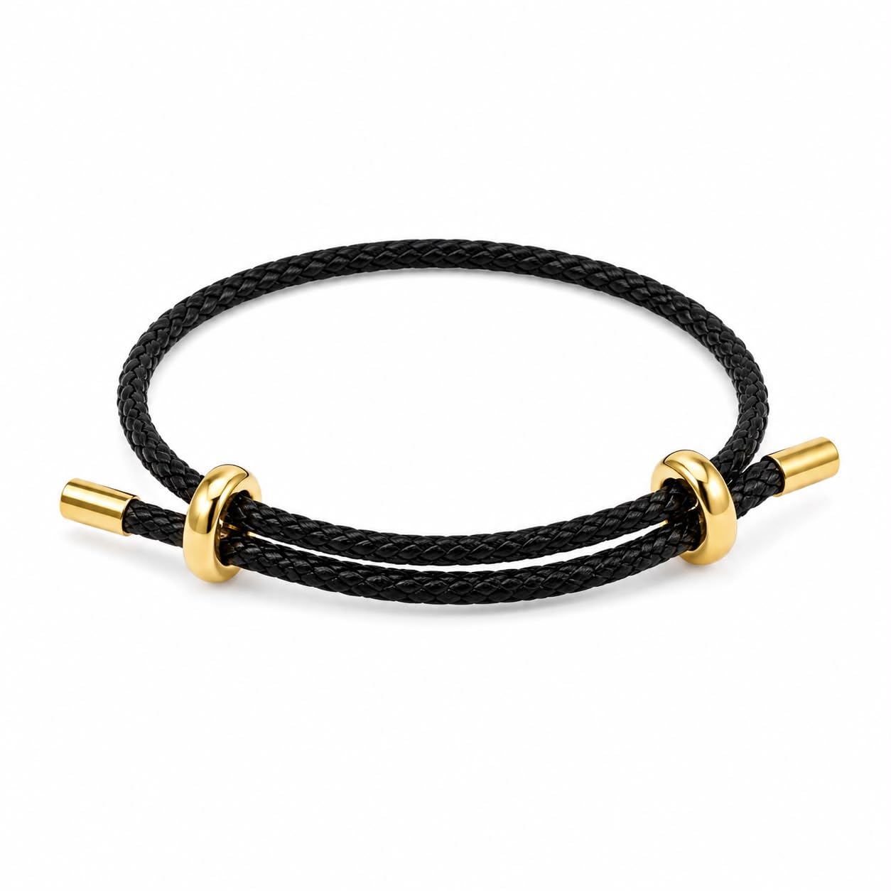 | Braided Cord Wrap Bracelet for Women | Double Loop Adjustable Bangle | Gold-Tone Accent Rings | Minimalist Statement Jewelry | Fashion Wrist Accessory Gift-image-14