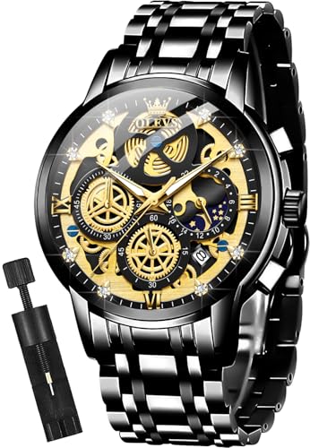 OLEVS Mens Watch Chronograph Luxury Diamond Dress Business Analog Quartz