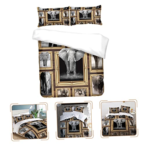 CIYODO 1 Conjunto Capa De Edredão De Lençol Impresso Fronha Impressa Capa De Edredon De Elefante Imp