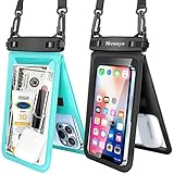 Niveaya Double Space Waterproof Phone Pouch - 2 Pack, Waterproof Phone Lanyard Case with iPhone 15/14/13/12 Pro Max/Pro/8 Plus, Galaxy S22/S21/S20/S10/Note 20/10/9 up to 7', Dry Bag for Vacation.