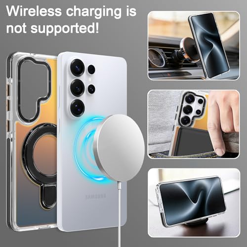 Image of Magnetic for Samsung Galaxy S26 Ultra Case with Stand [Compatible with Magsafe] [Cute Fluorescent Design] [1 Screen Protector] Slim Translucent Matte Case for Galaxy S26 Ultra 6.9 inch, Black