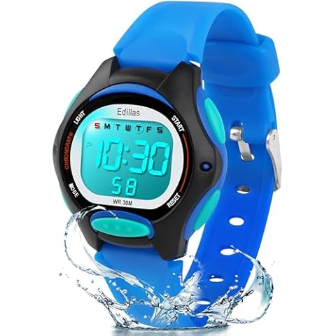 Edillas Kids Watches Digital Girls Boys,7 Colors Waterproof Wrist Watches for Child Sport Outdoor Multifunctional with Stopwatch/Alarm Watch Ages 4-12 Cover