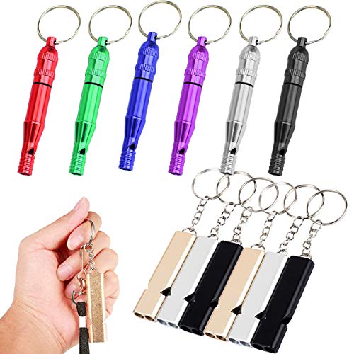 Osuter Silbato Emergencia, 12PCS Silbatos de Supervivencia Aleación de Aluminio Silbato Arbitro...