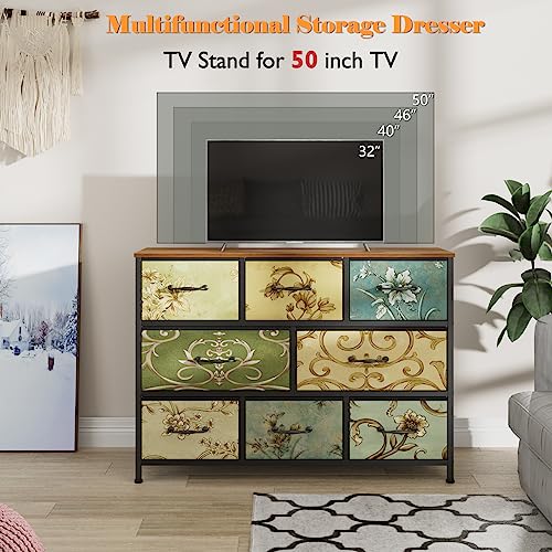 Furnulem-8-Drawer-Dresser-Wide-Fabric-Chest-of-Drawers-Vintage-Furniture-for-Bedroom-Living-Room-Nursery-Hallway-Closet-Clothes-Storage-Wooden-Top Furnulem 8 Drawer Dresser Wide Fabric Chest of Drawers Vintage Furniture for Bedroom Living Room Nursery Hallway Closet Clothes Storage Wooden Top