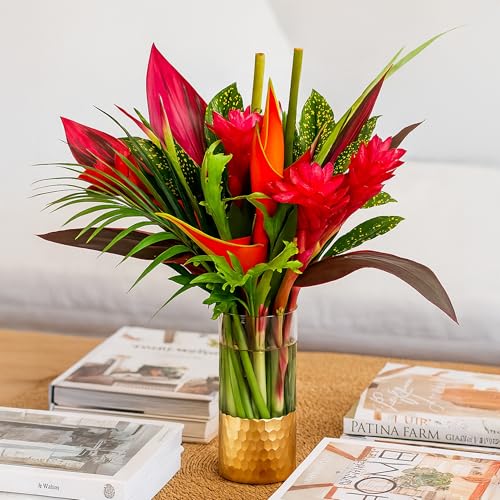 BloomsyBox: Tropical Bouquet Treasure with Bright Heliconias, Red Ginger and
