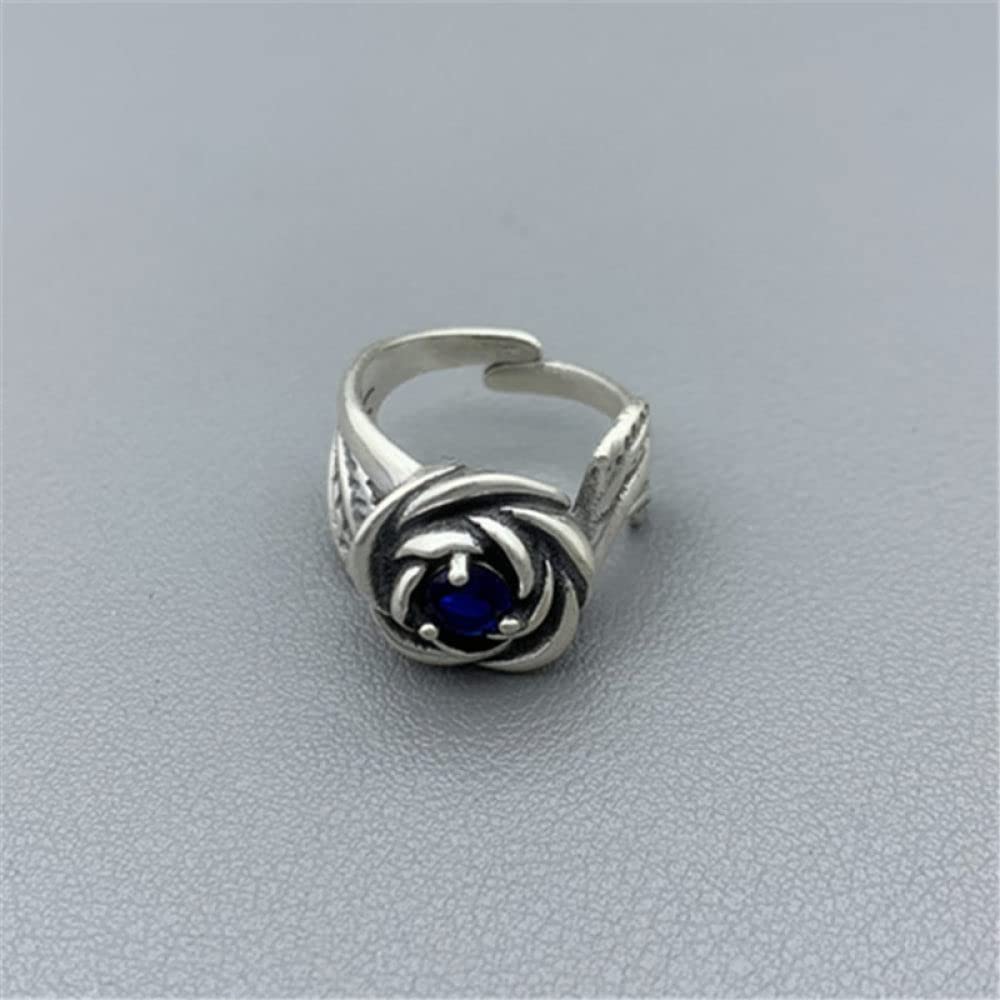 Anello Regolabile,S925 Anello In Argento Sterling Con Fiore Di Rosa Anelli Regolabili Anello Aperto Retrò In Argento Anello Per Il Pollice Anello Per Eternità Fascino Di Nozze Gioielli Regali Per