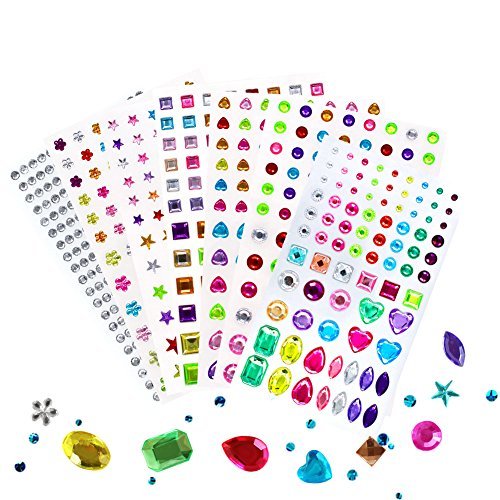 Self-Adhesive Multicolor Rhinestone Sticker Bling, for Face, Makeup, Carnival, Crafts, Scrapbooking Embellishments Crystal Gem Stickers, Assorted Size, 7 Sheets 820 Pieces