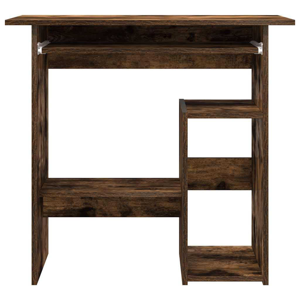 vidaXL Bureau Table d'Ordinateur Table de Travail Bureau d'Étude Meuble de Rangement Intérieur Chêne Fumé 80x45x74 cm Bois d'Ingénierie
