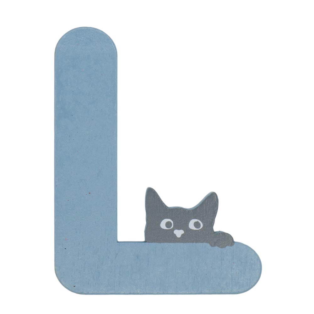 Holzbuchstaben bunt Tür Katzenmotiv Buchstaben Klebepads Taufe Geburt Dekoration Wände Kinderzimmer Wohnung Personalisierbare Buchstaben Handgefertigte (Blau, L)