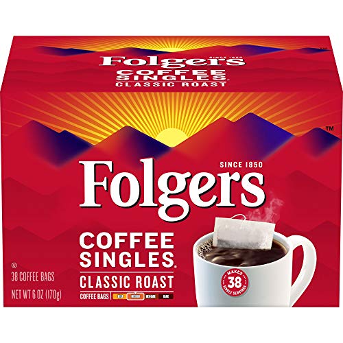 Folgers Coffee Singles Classic Roast, 38 Single Servings (Pack of 2)