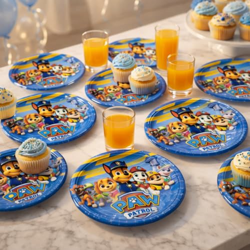 Image of Wanna Party Cute Paw Theme Inspired Paper Plates (10 Pcs) | Paw Theme Birthday Plates for Kids | Cute Puppy Theme Party Tableware for Birthday Decoration & Celebration Supplies
