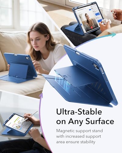 Image of ESR for iPad Air 13 Inch Case M4 /M3 /M2 (2026 /2025 /2024), Vertical Stand Cover with Pencil Holder, Ultra-Stable Magnetic Case, Multi Stand Angles, Flip Series, Blue