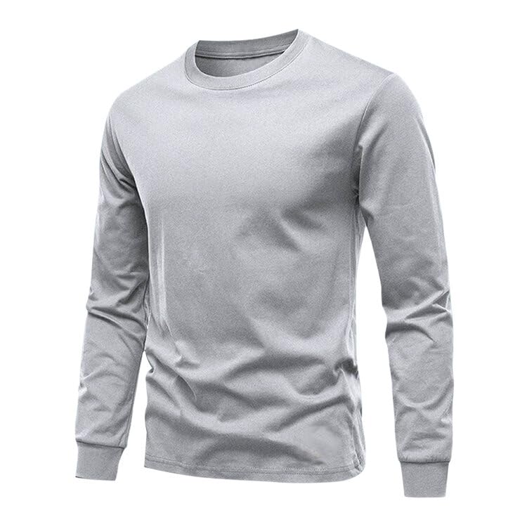 Huata Men's T-Shirt Long Sleeve Crewneck Cotton Tees