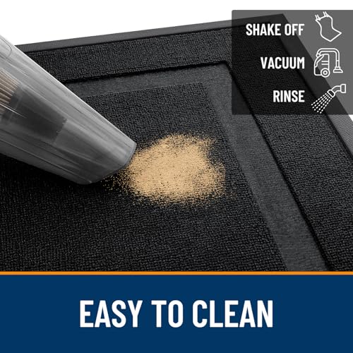 Image of OLANLY Front Door Mat Indoor Outdoor Entrance, Waterproof All-Season, All-Weather Doormat, Sturdy Natural Rubber, Fade Resistant, Low Profile, Easy Clean Patio Porch Entryway Mat, 29.5x17, Jet Black
