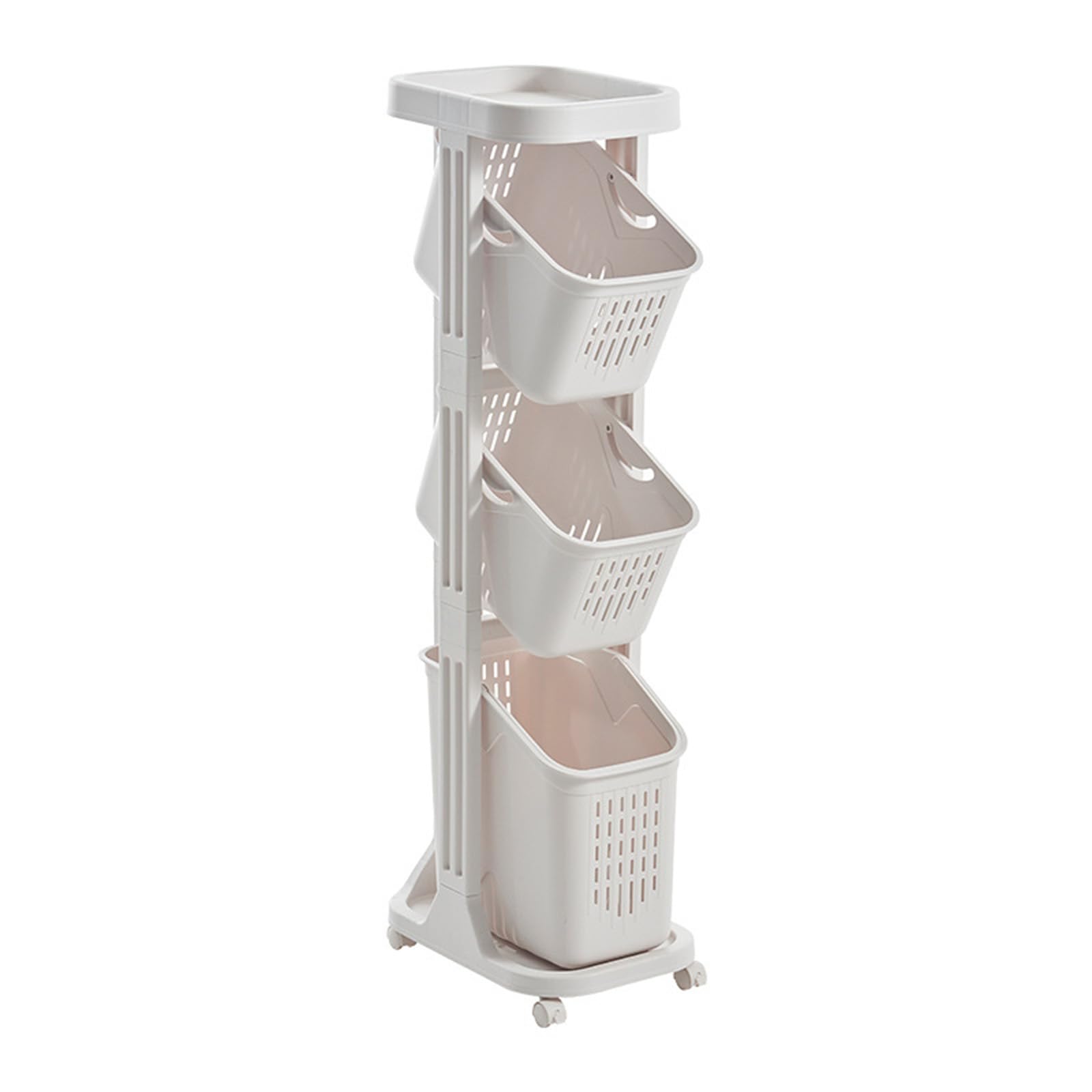 SFSLBFB Rolling Laundry Cart with Lockable Wheels for Bathroom, Kitchen & Office - Dirty Laundry Basket Trolley with Tiered Storage, 360° Rolling Storage Basket Cart
