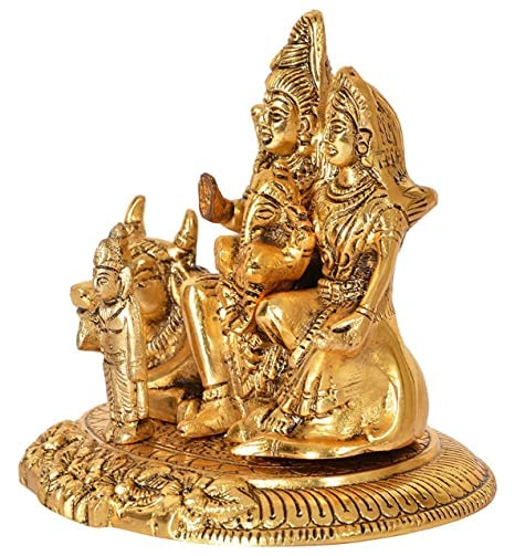 AONA Metal Lord Shiva Parvati Kartikeya and Ganesha Murti Shiv Family Parivar Idol Statue for Home Décor Mandir Temple Gift Showpiece, Height : 5.5 Inches(golden) - Image 2 thumbnail