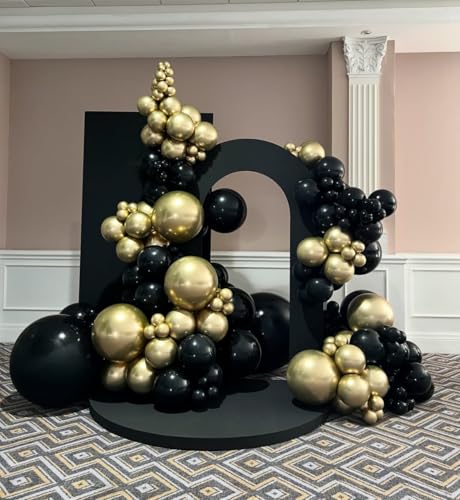 Image of Black and Gold Balloons 60Pcs 12in for Birthday Party Decorations | Gold and Black Latex Balloons for Wedding, Baby Shower, Graduation Party Decorations