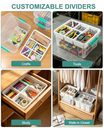 Image of EOENVIVS 17 QT Art Supply Organizer with Clear Lid and Removable Tray