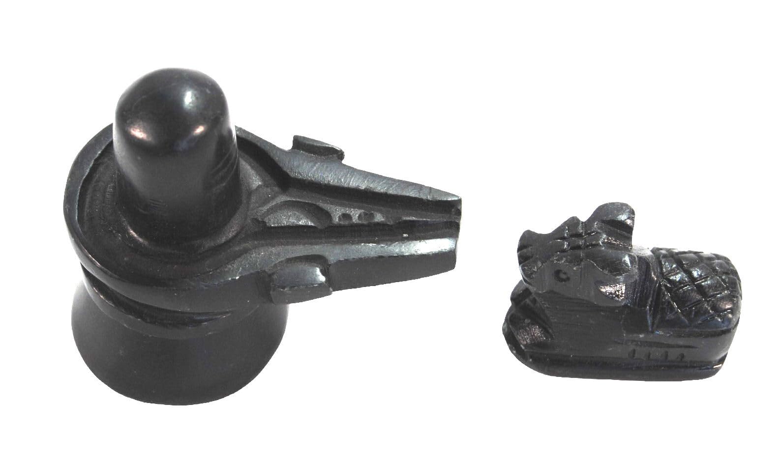 Terrapin Trading 3''/ 8cm Black Marble Shiva Lingam Statue Nandi cow Puja home temple mahadev hindu Shivling Yoni Base Pooja Murti